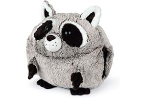 COZY NOXXIEZ Morbido peluche scaldamani per bambini, animali di peluche, cuscino come morbido cuscino termico per letto, auto e casa (procione)