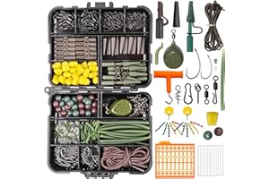 OROOTL Coffret de Pêche à la Carpe, 277pcs Kit de Pêche à la Carpe Hameçons pour la Pêche à la Carpe Mousquetons Poids pour la Pêche à la Carpe Appât Vis Stopper Equipement pour la Pêche à la Carpe