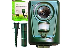 Retoo Ultradźwiękowy odstraszacz zwierząt, odstraszacz zwierząt, zasilanie bateryjne, odstraszacz kotów, zwierząt, ultradźwiękowy odstraszacz zwierząt, urządzenie wielofunkcyjne 16-60 kHz, IPX4,
