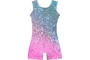 ALISISTER Gymnastics Leotards for Girls Sparkle Dance Unitards Gradient Color Sleeveless Leotards for Kids Athletic Ballet Dancewear Age 3-8 Years