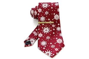 JEMYGINS Cravate Homme Cravate imprimée à motif de Noël et Pinces à cravate Ensemble