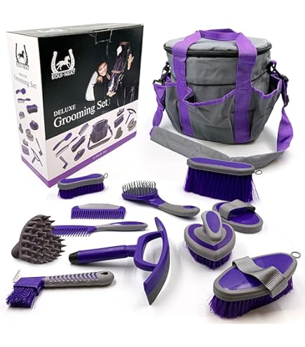 Cavezza Per Cavalli Equipride Con Lunghina - In Nylon E Finta Pelliccia, Motivo Cavallini, Regolabile, Colore Viola - Foto 7