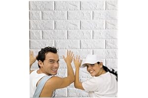 ARTHOME WALL DECOR Arthome 2 Stück 3D Klebefolie Wandpaneele,Steinoptik Selbstklebend Wandpaneele Ziegel Selbstklebend Verdicken Weiß Wandpapier Wasserfest Ziegelstein Wandtattoo,für Wohnzimmer,Schlafzimmer,Wäscherei