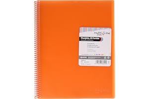 Grafoplás 39832352 | Carpeta 20 Fundas Transparentes A4 | Color Naranja | Espiral PVC | Tapas Polipropileno | Gomas de Cierre | Maxiplás Multiline