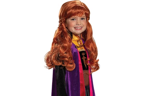 Disney - La Reine des Neige 2 - Perruque Anna Enfant - Accessoire Costume Officiel DInsey - Cheveux Roux - Taille Unique - Pour Déguisement - Parfait pour Fêtes et Cosplay