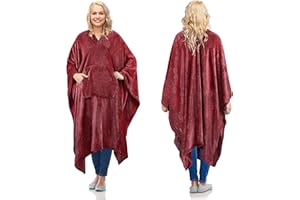 Catalonia Classy Coperta con poncho Sherpa Coperta in pile super morbida, calda e comoda da indossare, Regalo per adulti, donne, uomini, soffice, coperta o all'aperto, 200 x 140 cm
