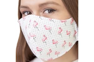 IDentity LNGR Reusable Animal Flamingo Face Mask with Filter Pocket UK, Washable Cotton Masks, Ladies Wedding Womens 4 Layer Cloth Coverings (Flamingos)