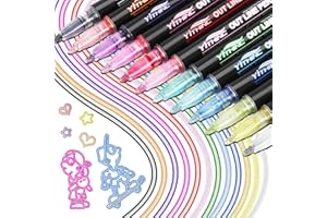 YITHINC Glitter Pens Outline Marker Pen, Stocking Fillers Kids, Arts and Crafts for Kids, Teenage Girls Gift, 12 Sparkle Metallic Colouring Pens, Christmas Gifts for 4-14 Year Old Girls