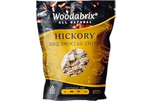 Woodabrix Hickory Wood Chips I BBQ Wood Chips are suitable for Charcoal, Gas and BBQ/Smoker I 100% Natural and Eco-friendly I 800 grams (3.2 Litre / 195 cu in)