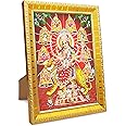 Koshtak Durga Ambe Sherawali Nav Durga On Tiger & Maa Vaishno Devi Photo Frame With Tabletop Stand & Unbreakable Glass For Temple Worship/Gift/Home Decor (20CM x 15 CM)