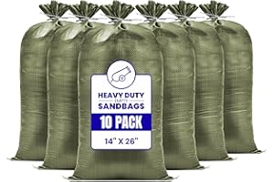 Carrywell (Not Made in China) Sandbags for Flooding, 14in x 26in Sandbag, Flood Water Barrier, Tent Sandbags (10 Bags), CW-005, Green