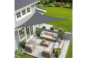 Sunnylaxx 5x5x7m Right Triangle Shade Sail, Anthracite Waterproof Sun Shades Outdoor Canopy 95% UV Block Water Resistant Sunshade for Patio, Garden, Backyard