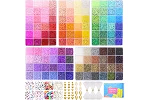 Funtopia 120 Colors 49000+ Glass Seed Beads Kit for Jewelry Making, 2mm Small Colorful with Letter Beads for DIY Art Craft for Girls Kids Adults