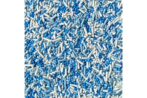 CALUM'S MIXES Blue Mixed Sprinkles - 35g of Blue & White Cake Sprinkles Toppers Decorations, 100s 1000s Mini Balls Nonpareils Strands Boy Mix