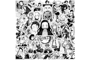 CANVERLENS Demon Slayer Anime Autocollants Pack 50 PCS | Autocollants pour voiture, ordinateur portable, bouteilles d'eau, autocollants pour adolescents Autocollants en vinyle mignons