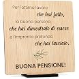 Biglietto Di Pensionamento In Legno Originale: Targa Congratulazioni Con Firma Personalizzabile Per Uomini E Donne (25x15 Cm)