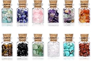 CrystalTears 12pcs Healing Crystals Gemstone Bottles Tumbled Reiki Wicca Supplies Quartz Crystal Chips Stones Set with Gift Box for Meditation Home Decoration Crystal Gift for Christmas