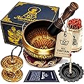 NAMASTEY® – Bol Tibétain – Bol Chantant Ø10 cm Martelé à la Main au Népal – Tingsha Tibétain – Cordelette Encens Népalais – Brûleur – Coffret Papier Lokta – Accessoires Méditation – Yoga e Zen