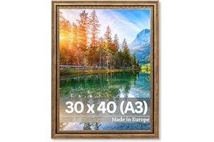 Victor Cadre Photo Boho Or en 30x40 cm - Baguette: 30x16mm - Cadre Photo Vintage Déco Rustique - Cadre Photo A3 Or - Cadre Photo Or 30x40 - Maison de Maison de Campagne