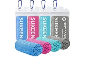 SUKEEN Sueken Cooling Towels, 4 Pack Soft Breathable Ice Towel for Neck, Men Women Work Out Sports Yoga Golf (40"x12")