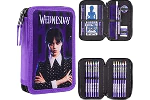 Wednesday Estuche Miércoles Addams Estuche Escolar Niña con Material Incluido Plumier Niña Completo con Compartimentos