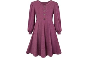 SFreeBo Girls Dress Plain Long/Short Sleeve Cotton Dress Kids Autumn Winter Spring Summer Casual T-Shirt Dress Girls Skate Dress for 7-13 Years