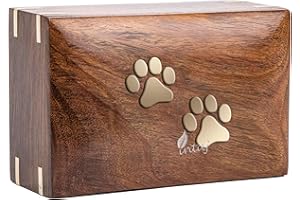INTAJ Rosewood Urne funéraire paisible pour animal de compagnie, boîte à photos pour chiens, chats, urne souvenir pour cendres (deux pattes, taille L, 20,3 x 15,2 x 8,9 cm)