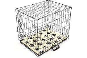 Cozy Pet Metal Tray Dog Cage 24" Black with Tailored Vet Bedding Metal Tray Folding Puppy Crate Cat Carrier Dog Crate. DC24B + VB24C
