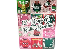 Elysium Spa Christmas Advent Calendar | 12 Days of Bath Bombs | 4 Festive Scents - Stocking Filler Gift Set | Christmas Gifts for Women (12 Scented Bath Bombs)
