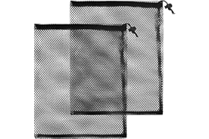 SUBTAVIK Mesh Drawstring Bags - Large Black Mesh Nylon Net Bags for Swimming, Beach, Pool