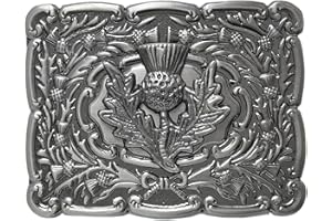 KILT MANIA Celtic Thistle Kilt Belt Buckle – Traditional Scottish Thistle Design, Highland Men’s Accessory, Crafted Pewter for Classic Kilt Attire