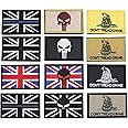 GYGYL 12PCS Tactical Great British Union Jack Patch Bundle, Tactical Morale Funny Patches, Hook and Loop Applique for Military Uniform Tactical Bag Jacket Jeans Hat