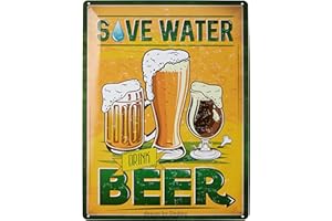 DODINO Cartel de chapa retro 30x40cm, Idea de Regalo para Amantes a Cerveza, metálico, Diseño Vintage, Idea de Regalo Original o como Accesorio de Bar