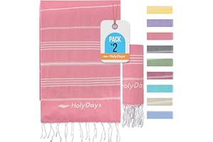 ‎HOLYDAYS HolyDays® Strandtuch Saunatuch XXL [2er Pack] Hamamtuch 95x180 cm 100% Baumwolle extra groß leicht dünn sandfrei - Premium Qualität Strandhandtuch Saunahandtuch Badetuch (Korall)