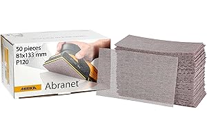Mirka Abranet net sandpaper strips 81x133 mm Hook & loop/Grit P120 / 50 pcs/for sanding wood, walls, metal, aluminium, stainless steel, filler, varnish, plastic / 5417805012