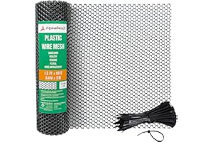AlpineReach Plastic Wire Mesh 0.4m x 3m Fence Roll with Cable Ties - Ideal for Poultry, Dogs, Rabbit Barrier & Gardening, Durable Chicken Mesh, Versatile Rigid Fencing & Netting, Black