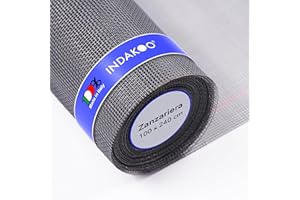 BABYBUNNY INDAKOO® Rete per Zanzariera in Fibra di Vetro per Porte e Finestre | Qualità Premium Made in Italy | Zanzariera di Ricambio Ritagliabile su Misura | Resistente ai Raggi UV (100x240 CM)