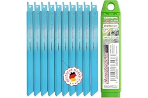 CONBRA® Säbelsägeblätter Metall 10x S1122AF Säbelsäge Blätter 10-tlg. Sägeblätter für Säbelsäge - Metallsägeblatt 225mm - Tigersäge Sägeblatt - Kompatibel mit Bosch Säbelsägeblätter