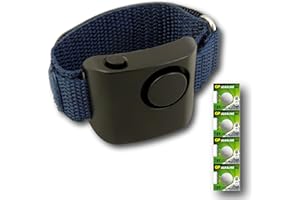 EPOSGEAR Minder® Loud Wrist Worn Jogger Jogging Runner Running Walker Personal Panic Attack Rape Safety Security Alarm with Hook and Loop Adjustable Strap 130dB (Black, With Spare Batteries)