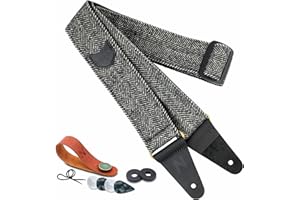 Nefelibata Tracolla per chitarra, morbido tessuto di cachemire, in pelle pieno fiore per basso, chitarra elettrica e acustica, bottoni, serrature e plettri in omaggio