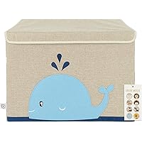 AIYAPLAY Baule Portagiochi Per Bambini, Contenitore Per Giocattoli In Legno Con Cerniere Di Sicurezza, Mobile Per Cameretta E Salotto Con Disegni Di Animali, 60x37x39 Cm, Rosa