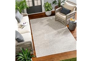 Surya Vintage Indoor Outdoor Rug - Durable Area Rugs Living Room, Kitchen, Garden, Patio - Shabby Chic Natural Rug, UV Weather and Stain Resistant - Alanya Large 160x213cm, Light Grey and Ivory Rug