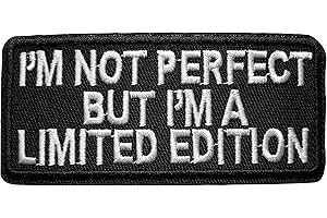 PATCH CAMELEON-SHOP Écusson Je Ne Suis Pas Parfait Mais Je Suis Une Edition Limitée Patch Thermocollant Humoristique Badge à Thermocollé transfert à coller fer repasser applique brodé à coudre vêtement t-shirt 4,4x9,6cm