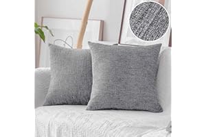 Home Brilliant Grey Large Cushions for Sofa, Soft Boho 60cm x 60cm Cushion Covers for Bed, Big Square Throw Pillowcases for Couch, Set of 2, 60 x 60, Grey White