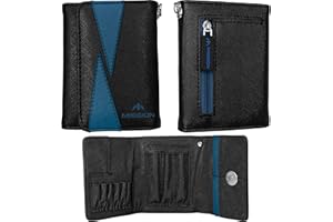 MISSION DARTS Mission Flint - Custodia per Freccette, in Similpelle, Nero/Blu.