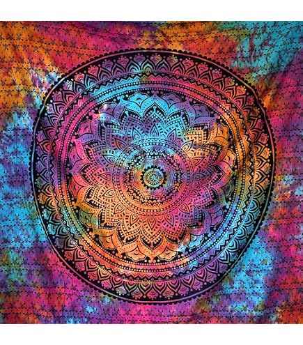 Tapisserie Hippie Soleil Lune Mandala - 135x150 Cm Coton Bohémien Déco Chambre