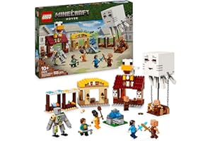 LEGO Minecraft El Ataque a la Aldea del Globo de Ghast - Casa de Steve de Juguete con 4 Minifiguras, Figura de Golem de Hierro y Función Dinamita - Regalo Gamer para Niños y Niñas de 10+ Años 21273