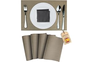 Mondiroso. Pack de 4 Manteles Individuales Mesa Lavables. Salvamanteles Individuales Antideslizantes Mantel Individual para Mesa de Comedor y Cocina. (4, Arena siroco)