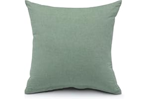 ‎ATSENSE ATsense 2er Set Kissenbezug 45x45 cm - 100% Gewaschene Baumwolle, Einfarbig Grün Kopfkissenbezug mit Reißverschluss, Superweicher Premium und Gemütlich Kissenhülle