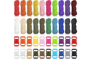 SHAPPY Kits de Paracord con Hebillas Cuerda de Paracaídas de Manualidades Cordón de Paracord 550 Aleatorio Combinado Colorido Cuerda de Supervivencia de 20 Colores para Pulseras (Color Brillante)